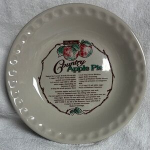 Watkins Vintage Cream Apple Pie Dish 10 inch with recipe